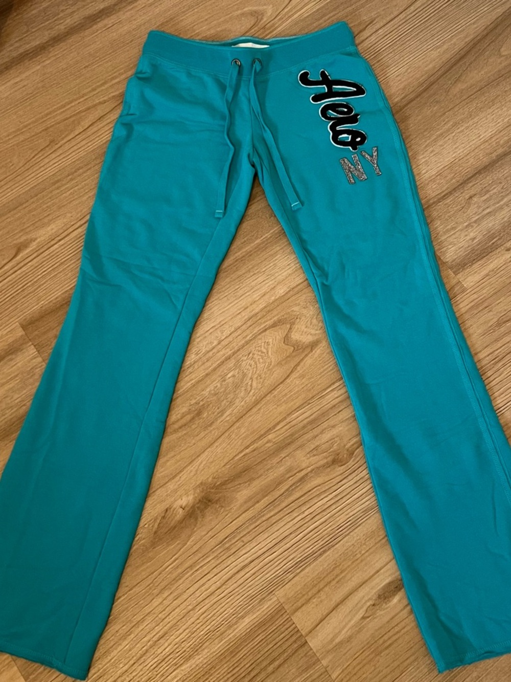 Y2k Aeropostale Teal Girls Flared Sweatpants
